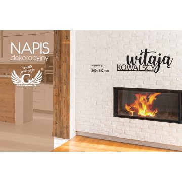 Napis dekoracyjny - witają Kowalscy - wycinany laserem - NAP008
