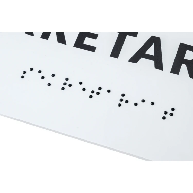 System tabliczek z pismem Braille'a dla szkół - szatnia - wym. 200x80mm - PCW twarde - DECO WHITE - TAB345