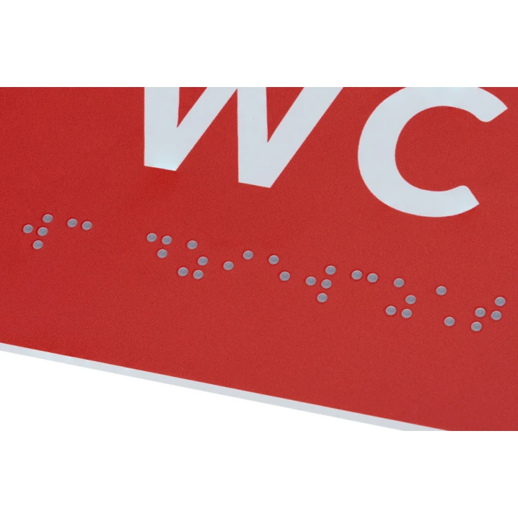 System tabliczek z pismem Braille'a dla szkół - WC - wym. 200x80mm - PCW twarde - DECO RED - TAB369