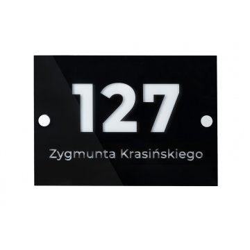 Tabliczka z numerem domu - plexi i biały dibond - wym. 297x210mm (A4) - SPD037