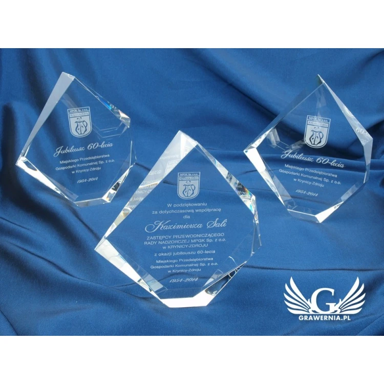 Trofeum szklane w etui - DIAMENT