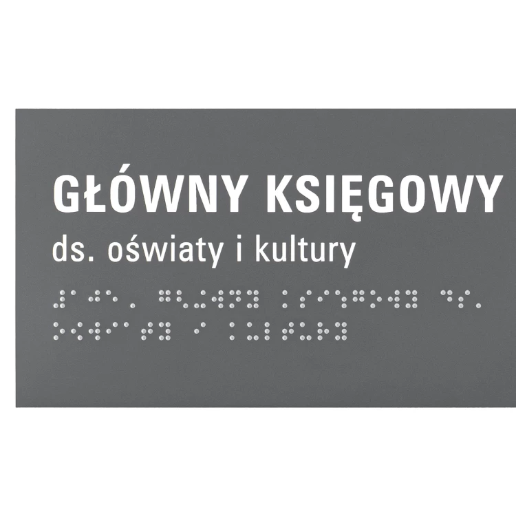 Tabliczka z pismem Braille'a i dowolną numeracją - wym. 262x100mm - TAB638